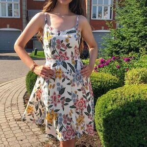 Old Navy White Floral Sundress with Pink Yellow Blue Flowers